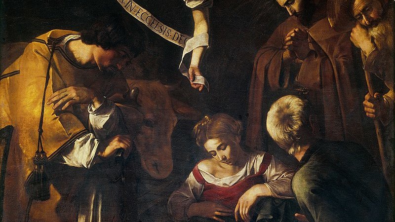 Fotografija: V krajo Caravaggieve slike, ki prikazuje rojstvo Jezusa s sv. Frančiškom in sv. Lovrencem, je bila vpletena mafija. Foto: Wikipedija