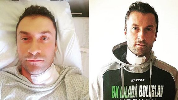 Fotografija: Sabahudin Kovačević okreva po operaciji. FOTO: Instagram Mlada Boleslav