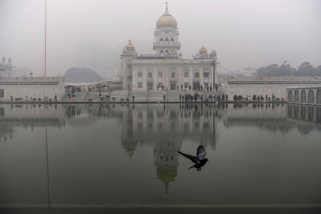Mrzlo in megleno vreme se bo v New Delhiju verjetno nadaljevalo do torka. FOTO: Xavier Galiana/Afp