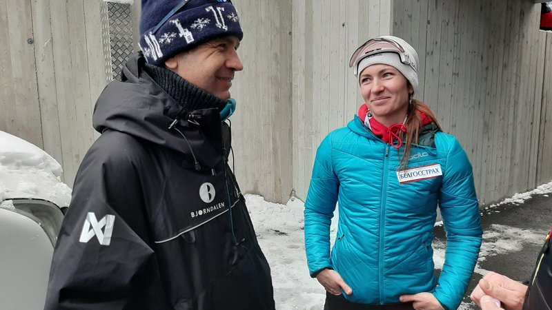 Fotografija: Ole Einar Bjørndalen in Darja Domračeva sta bila med pogovorom za Delo dobre volje. FOTO: Siniša Uroševič/Delo