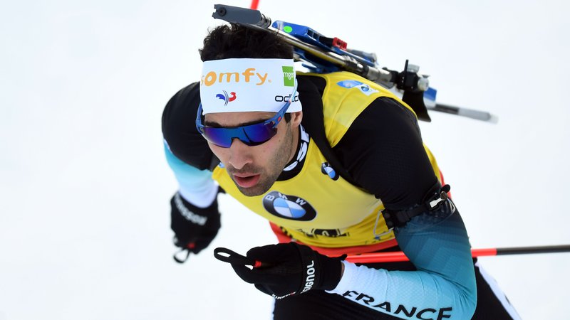 Fotografija: Francoski biatlonec Martin Fourcade je v tej sezoni zmagal že tretjič zapored. FOTO: AFP