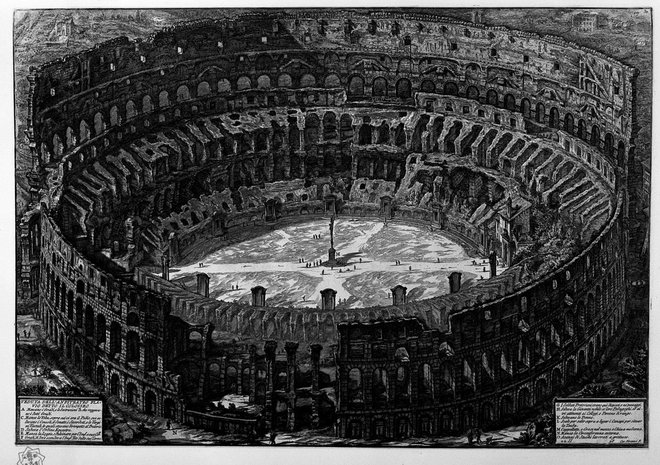 Kolosej, kot si ga je zamislil italijanski umetnik Giovanni Battista Piranesi. FOTO: Wikipedija