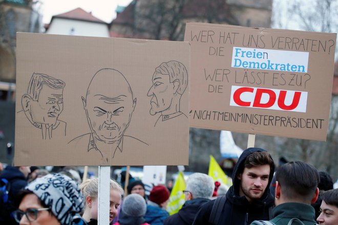 Protesti proti skrajni desnici v Berlinu. FOTO: Wolfgang Rattay Reuters