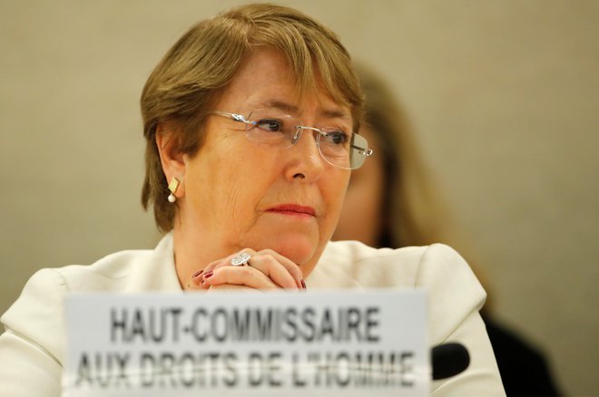 Visoke komisarke ZN za človekove pravice<strong> </strong>Michelle Bachelet je izrazila »globoko zaskrbljenost« zaradi poročil o množičnih aretacijah Ujgurov. FOTO: Denis Balibouse/Reuters