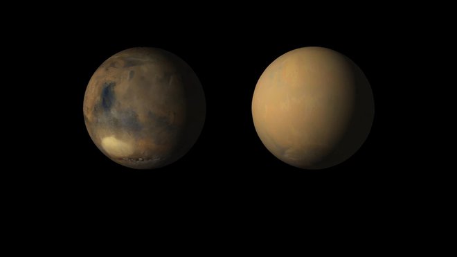 Mars pred in med nevihto. FOTO: NASA/JPL-Caltech/MSSS 