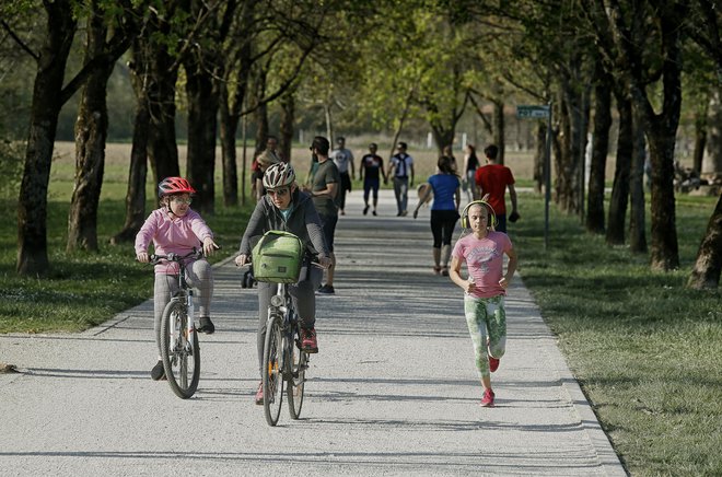 Več površin za pešce in kolesarje bi lahko uredili znotraj zelenih površin. FOTO: Blaž Samec