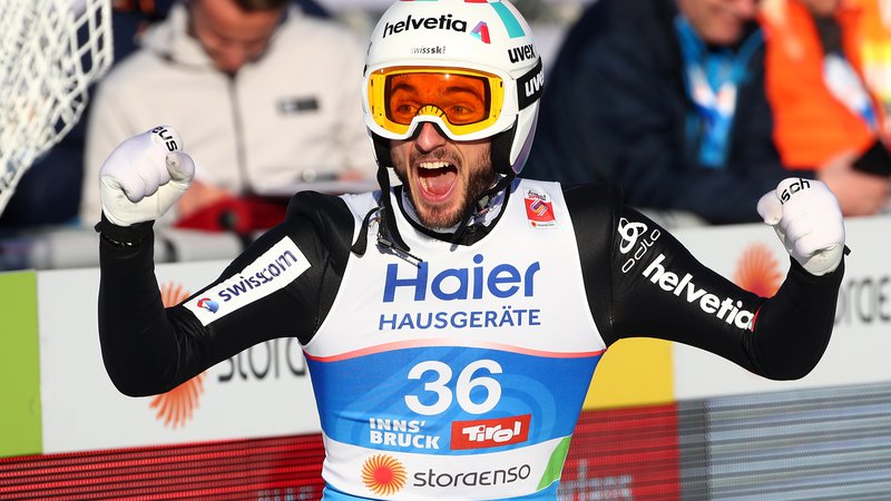 Fotografija: Po tretjem mestu na Bergislu je švicarski as Killian Peier kar vriskal od navdušenja. FOTO: Reuters