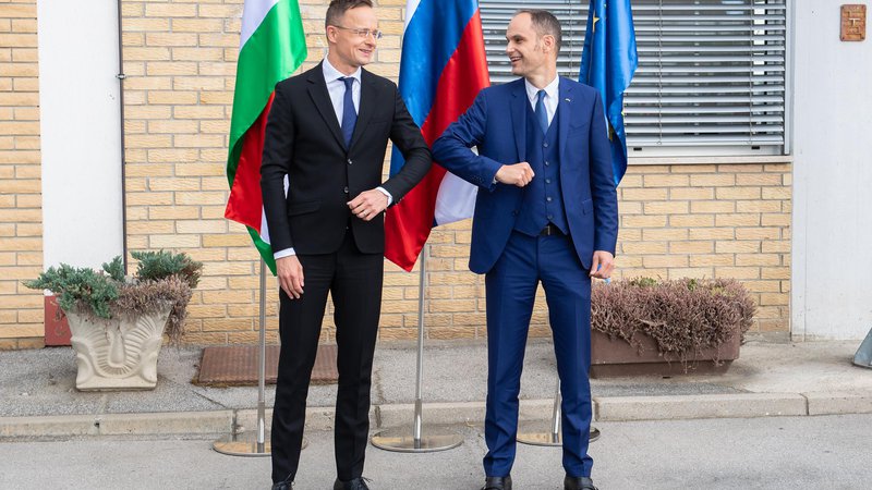 Fotografija: Srečanje slovenskega in madžarskega ministra za zunanje zadeve Anžeta Logarja in Pétra Szijjárta Foto Aleš Cipot