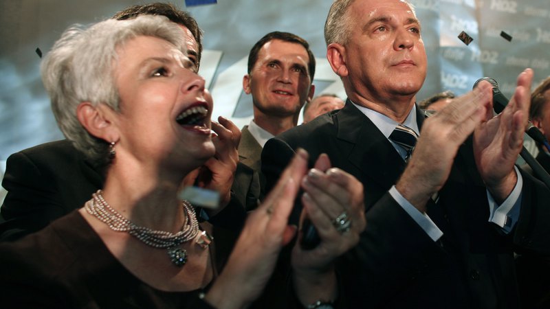 Fotografija: Jadranka Kosor in Ivo Sanader. FOTO: Nikola Solic/Reuters