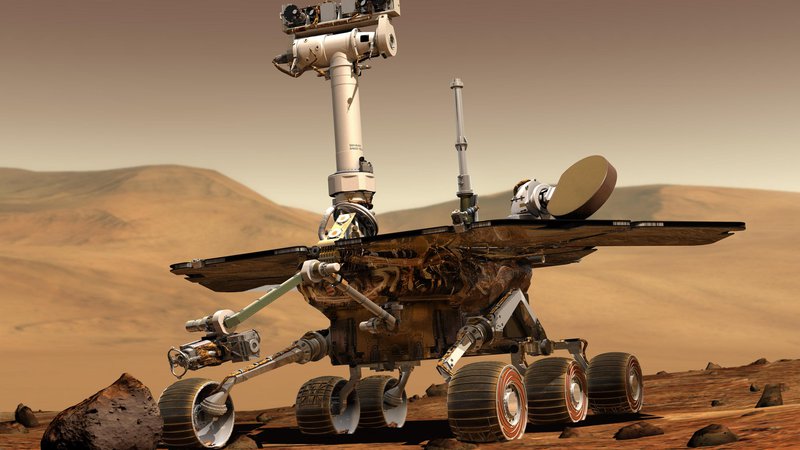 Fotografija: Umetniška upodobitev roverja Opportunity. FOTO: Nasa/JPL-Caltech/MSSS