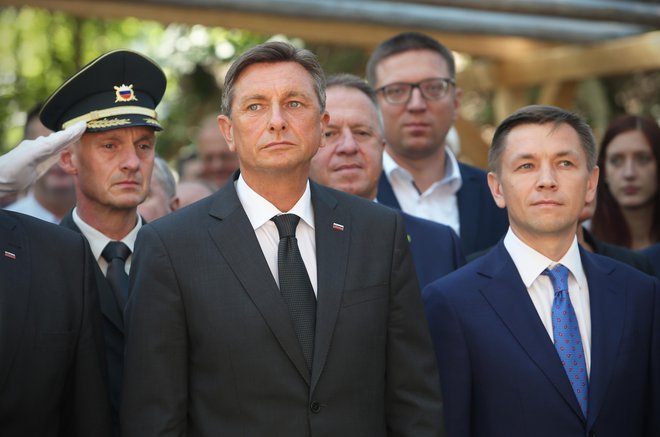 Predsednik Borut Pahor in vodja ruske delegacije, minister Konstantin Noskov. FOTO: Jure Eržen/Delo