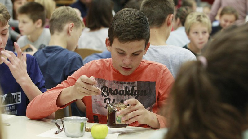 Fotografija: V zadnjih petnajstih letih se počasi spet povečuje delež mladostnikov, ki redno zajtrkujejo, uživajo sadje in zelenjavo. FOTO: Leon Vidic/Delo