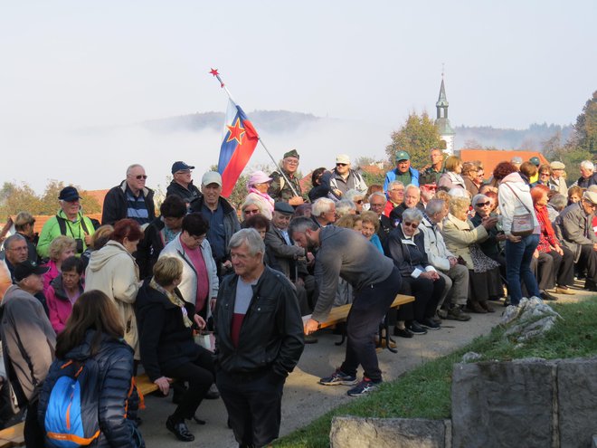 Množica ljudi se je danes udeležila spominske partizanske slovesnosti na Veliki Ilovi Gori. FOTO: Bojan Rajšek/Delo