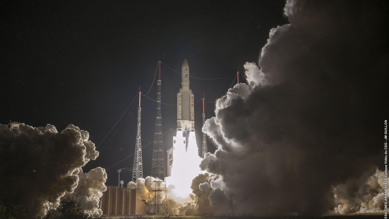 Fotografija: Izstrelitev Ariane 5. FOTO: Jm Guillon/Esa