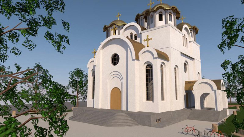 Fotografija: Vizualizacija nove pravoslavne cerkve, ki jo bodo kot prvo po drugi svetovni vojni pri nas zgradili pri koprski avtobusni postaji. Arhiv Pravoslavne cerkve Koper