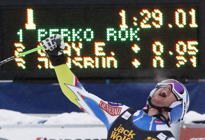Najlepši spomin v slovenski reprezentanci je v Val Gardeni v sezoni 2012/13 shranil Rok Perko z 2. mestom v smuku. Tržičan je v letošnjem poletju sklenil svojo športno pot. FOTO: Stefano Rellandini/Reuters