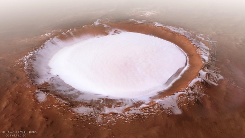 Fotografija: Korolevov krater na Marsu. FOTO: ESA/DLR/FU Berlin 