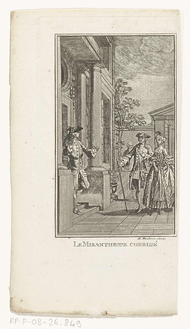 Bakrorez Hubert-Françoisa Bourguignona iz izdaje Marmontelovih <em>Contes Moraux</em> iz leta 1759, ki ga hranijo v amsterdamskem Rijksmuseumu. Foto Europeana