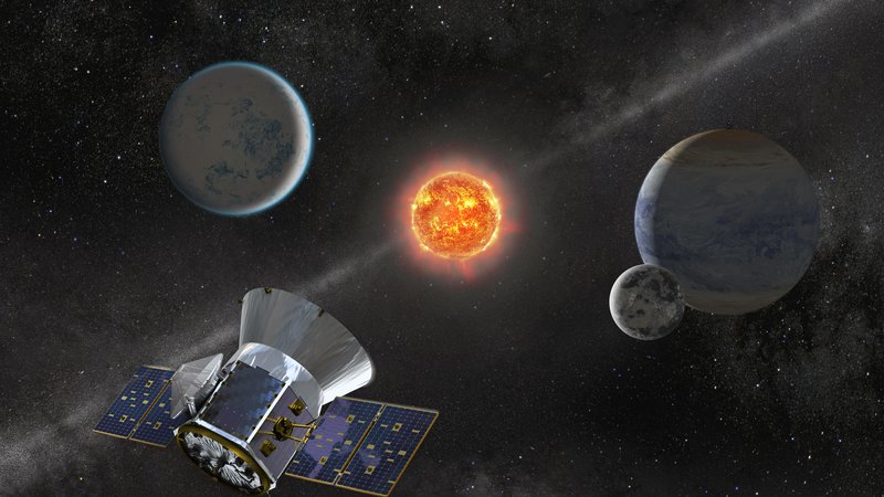 Fotografija: Satelit Tess je praznoval prvo leto delovanja, v tem času pa je odkril 24 planetov in več kot 900 planetarnih kandidatov. Ilustracija: Nasa