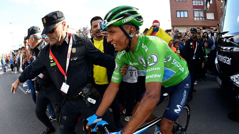 Fotografija: Kolumbijec Nairo Quintana je v tej sezoni bolj ali manj vozil za hrbtom slovenskih kolesarskih asov Tadeja Pogačarja in Primoža Rogliča. FOTO: Oscar Del Pozo/AFP