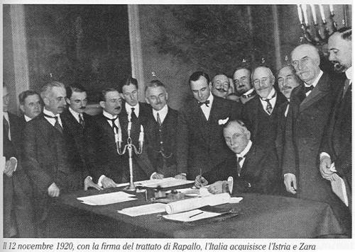 Podpis rapalske pogodbe med Kraljevino SHS in Kraljevino Italijo.