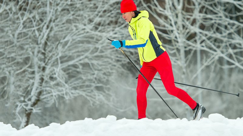 Fotografija: Trup se začne predklanjati, neobremenjena zamašna noga pa prihaja naprej v stik s snegom ob stopalu oporne noge. FOTO: Shutterstock