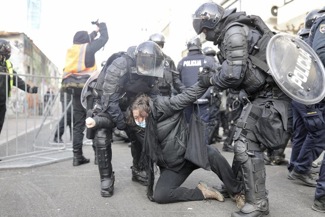 Policija je uporabila silo. FOTO: Voranc Vogel/Delo