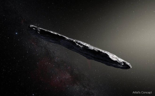Umetniška upodobitev vesoljskega telesa 'Oumuamua. FOTO: ESO/M. Kornmesser