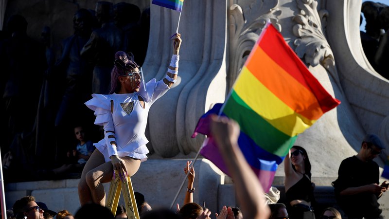 Fotografija: Zakon prepoveduje izobraževalne programe o istospolni usmerjenosti in oglaševanje na temo LGBT. FOTO: Marton Monus/Reuters