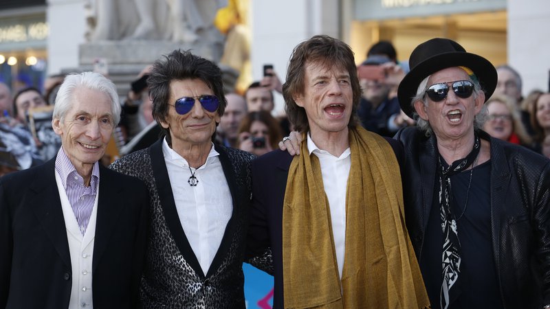 Fotografija: Skupina Rolling Stones. Charlie Watts je prvi na levi, ob njem Ronnie Wood, Mick Jagger in Keith Richards. FOTO: Luke Macgregor Reuters/Pictures