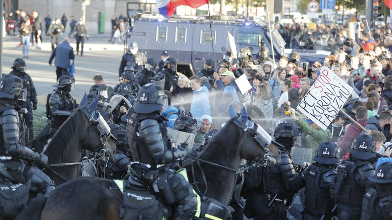 Fotografija: Policija je uporabila silo. FOTO: Matej Družnik/Delo
