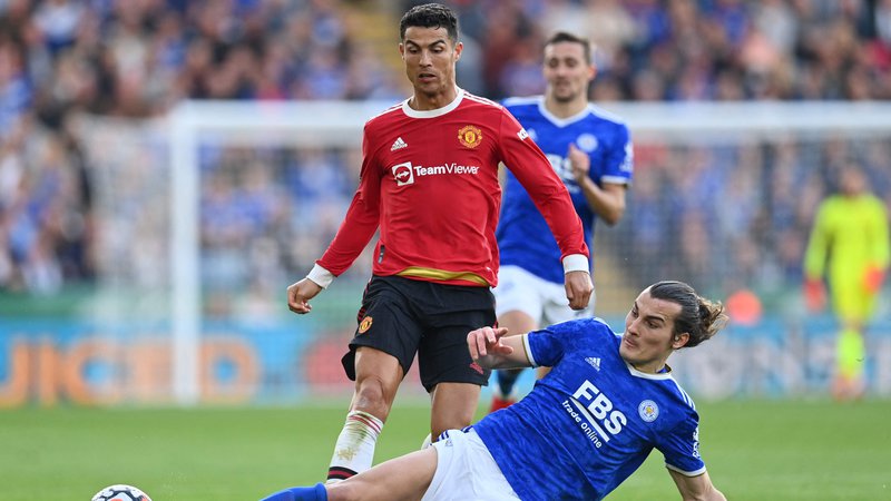 Fotografija: Manchester Unitedov Cristiano Ronaldo v Leicesterju ni prišel do strelskega izraza. FOTO: Paul Ellis/AFP
