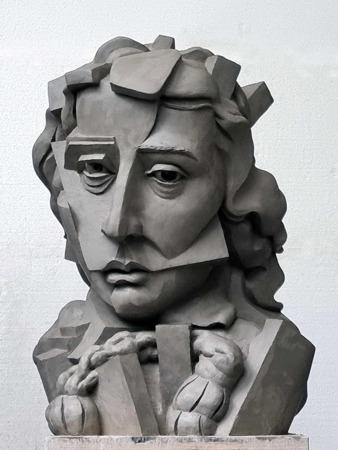 Včeraj odkriti kip Franceta Prešerna na zagrebškem Bundeku je ustvaril Metod Frlic.FOTO: osebni arhiv
