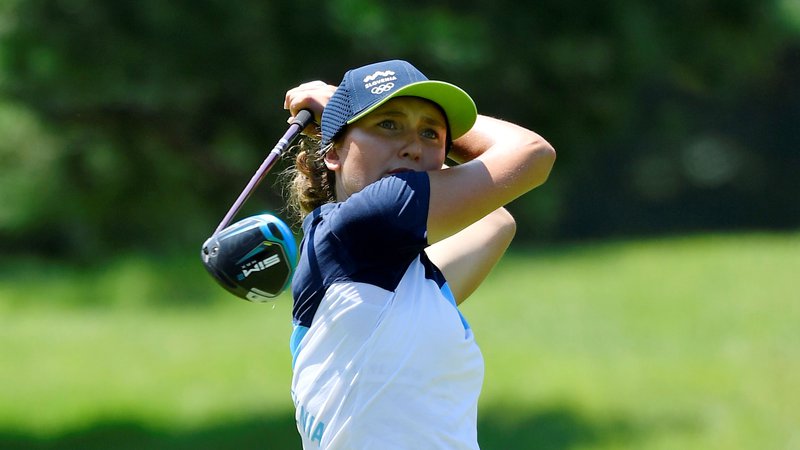 Fotografija: Pia Babnik je postavila nov mejnik slovenskega golfa. FOTO: Toby Melville/Reuters
