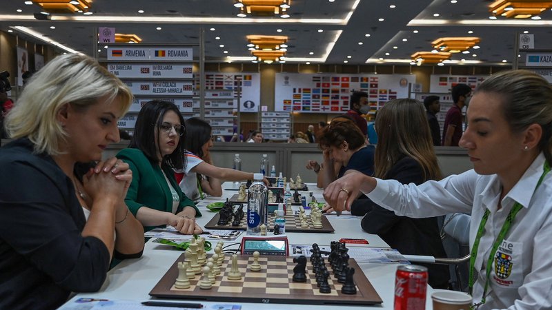 Fotografija: Prizor z letošnje šahovske olimpijade. FOTO: Arun Sankar/AFP
