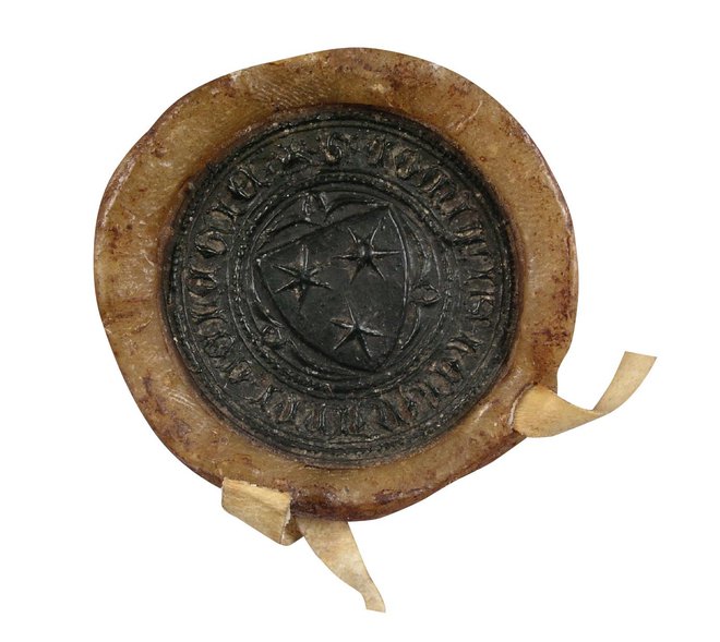 Pečat grofa Hermana I. Celjskega, Celje, 10. februarja 1379. FOTO: hrani Arhiv RS, SI AS 1063/4312
