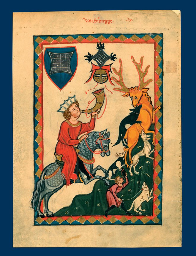 Domnevni portret Konrada Žovneškega. Kot piše avtor publikacije Damir Žerič, je bil najverjetneje prav on viteški pesnik Der von Suonegge, avtor treh pesmi, ki so bile okoli leta 1300 objavljene v Codexu Manesse, bolj znanem kot Veliki heidelberški rokopis, najpomembnejšem rokopisu srednjeveške viteške lirike v nemškem jeziku. FOTO: hrani Pokrajinski muzej Celje
