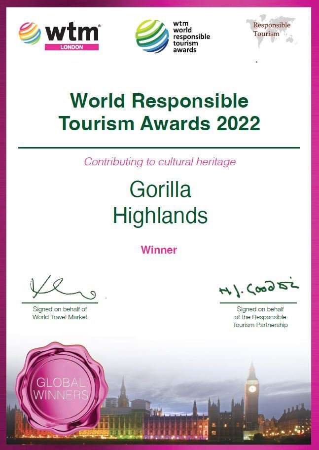 Nagrada, ki jo je prejelo podjetje Gorilla Highlands.
