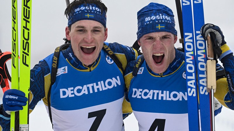 Fotografija: Sebastian Samuelsson (desno) in Martin Ponsiluoma sta dosegla dvojno švedsko zmago. FOTO: Christof Stache/AFP

