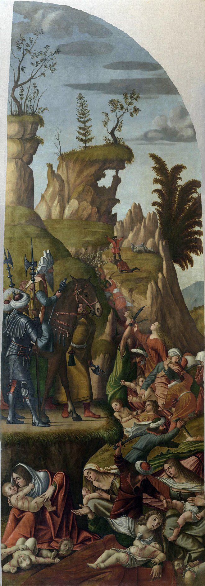Pokol nedolžnih (1523), 418 X 147 cm, olje in tempera na platnu. Stolna cerkev Marijinega vnebovzetja Foto Restavratorski Center ZVKDS