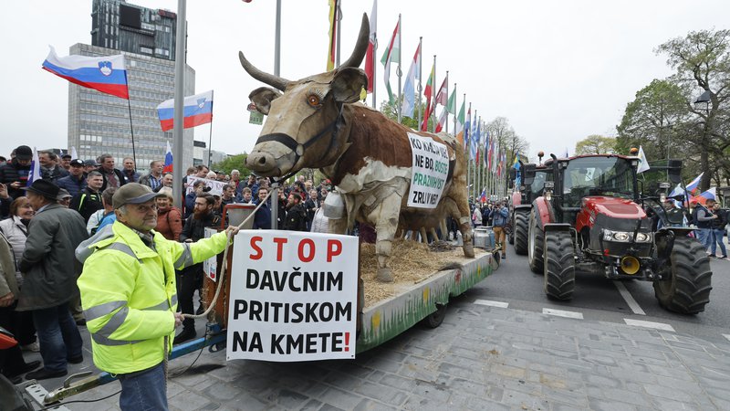 Fotografija: To je že drugi protestni shod kmetov letos. Prvi je bil 24. marca. FOTO: Jože Suhadolnik/Delo