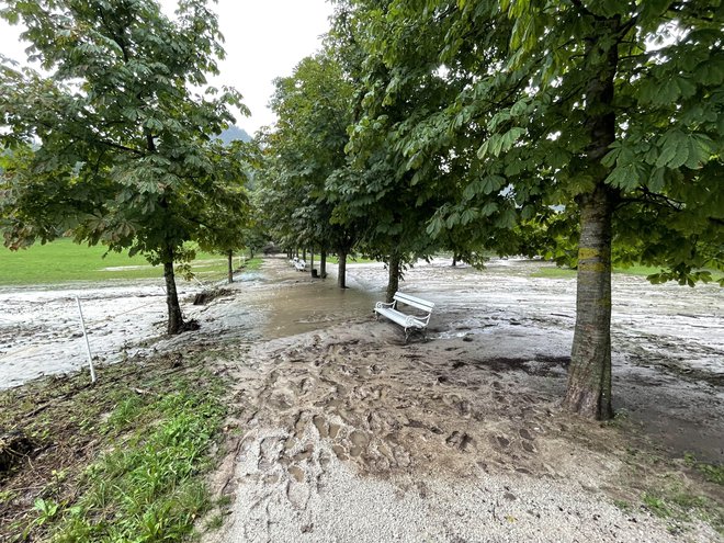 Poplave so prizadele tudi parkovno ureditev. FOTO: Rok Humerca