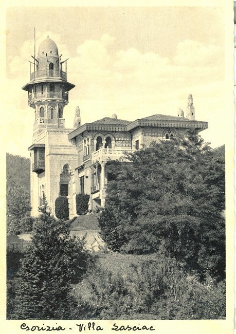 Laščakova vila in park Rafut sta bila zgrajena in urejena med letoma 1909 in 1914. Na fotografiji iz leta 1936 FOTO: razglednica, hrani Pokrajinski Muzej v Gorici