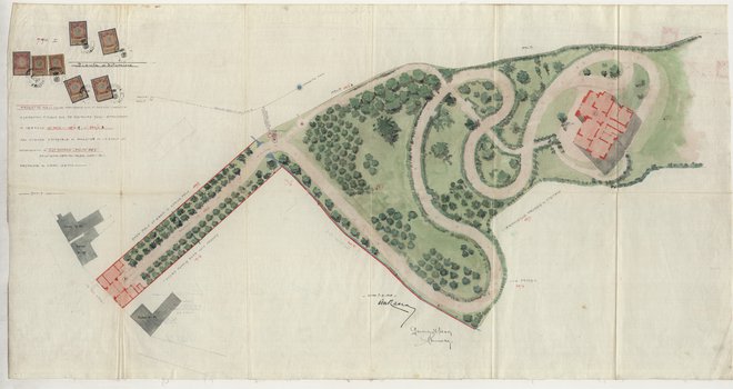 Prvotni Laščakov načrt za vzhodni del parka
