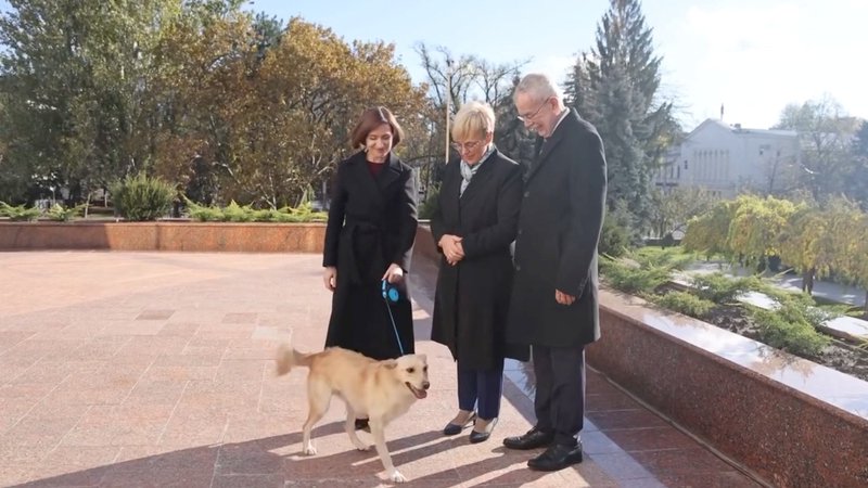 Fotografija: Moldavska predsednica Maia Sandu z Gozdičkom – v družbi slovenske predsednice Pirc Musarjeve in avstrijskega kolega Van der Bellna. FOTO: Maia Sandu/Facebook via Reuters