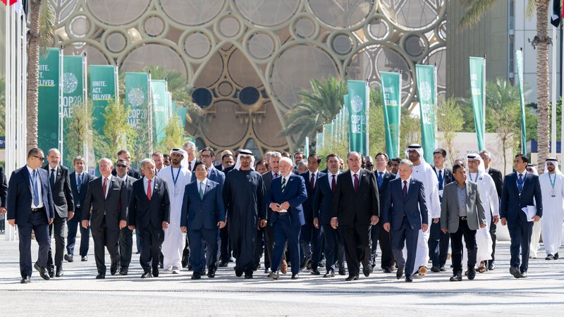 Fotografija: Vrha voditeljev v okviru podnebne konference (Cop28) se udeležuje 170 predsednikov držav oziroma vlad. FOTO: Abdulla Al-bedwawi/Afp
