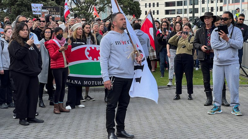 Fotografija: Tudi v Wellingtonu so prebivalci Nove Zelandije protestirali proti napovedanim ukrepom, ki so naperjeni proti staroselcem. FOTO; Reuters