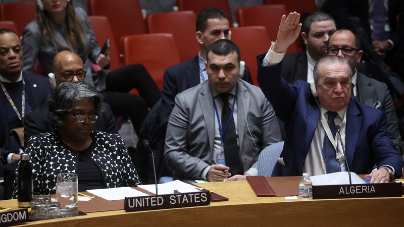 Fotografija: Veleposlanica ZDA pri Združenih narodih Linda Thomas Greenfield je z vetom preprečila resolucijo o premirju. FOTO: Mike Segar/Reuters