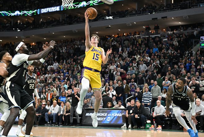 V odsotnosti LeBrona Jamesa je za Los Angelkes Lakers zablestel Austin Reaves. FOTO: Michael Mcloone/Usa Today Sports Via Reuters Con