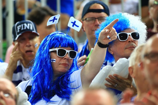 Finski navijači so številčni na vseh velikih tekmovanjih. FOTO: Tomi Lombar/Delo